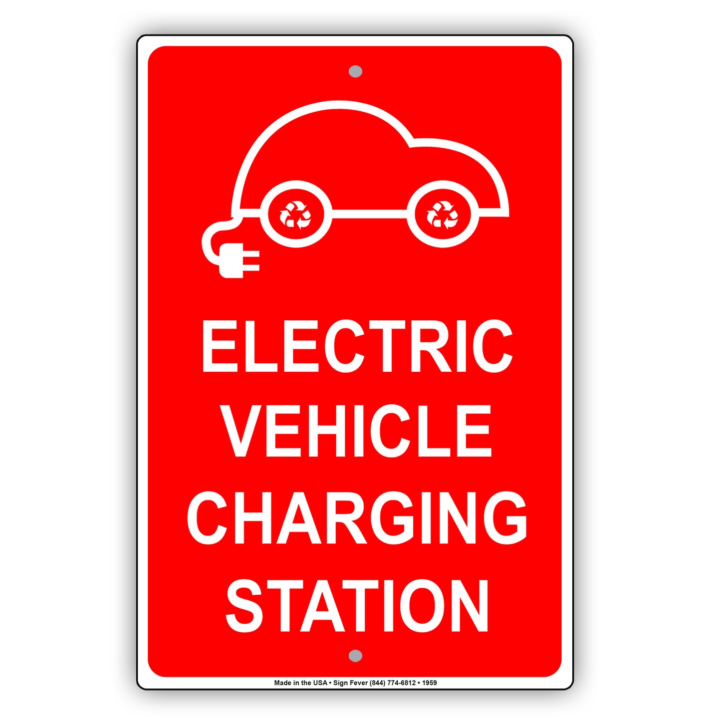 Electric Vehicle Charging Station With Graphic Reserved Spot Alert Caution Warning Aluminum