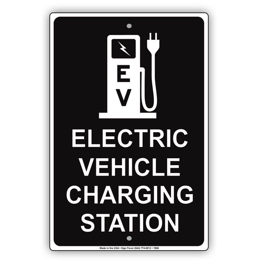 Electric Vehicle Charging Station Reserved Spot With Graphic Alert Caution Warning Aluminum