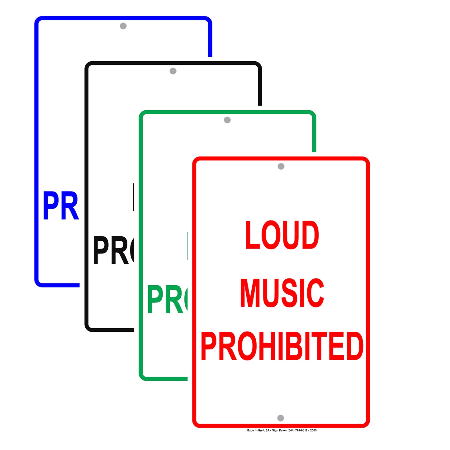 Loud Music Prohibited Quiet Area Caution Alert Warning Notice Aluminum