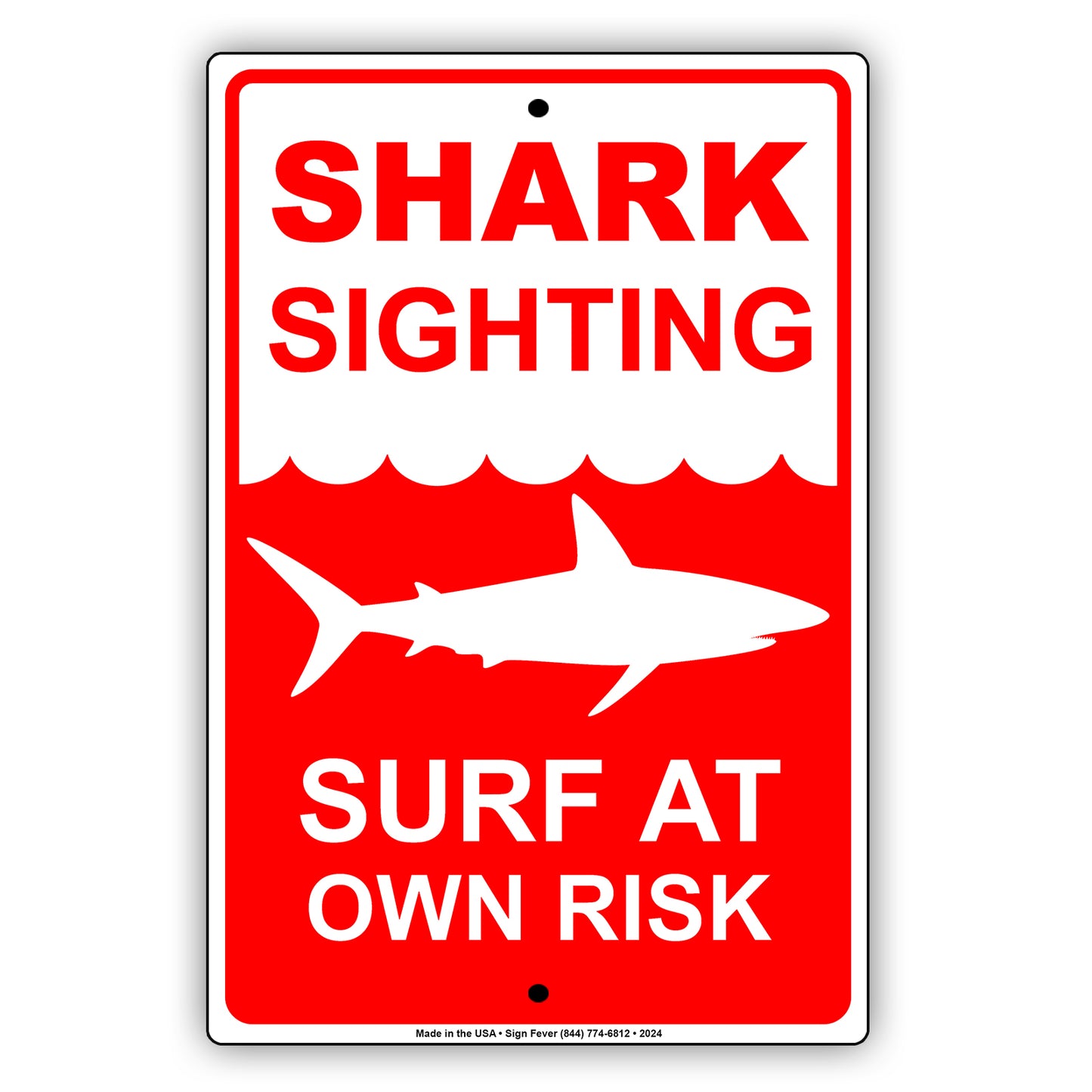 Shark Sighting Surf At Your Own Risk With Graphic Dangerous Beach Marine Life Warning