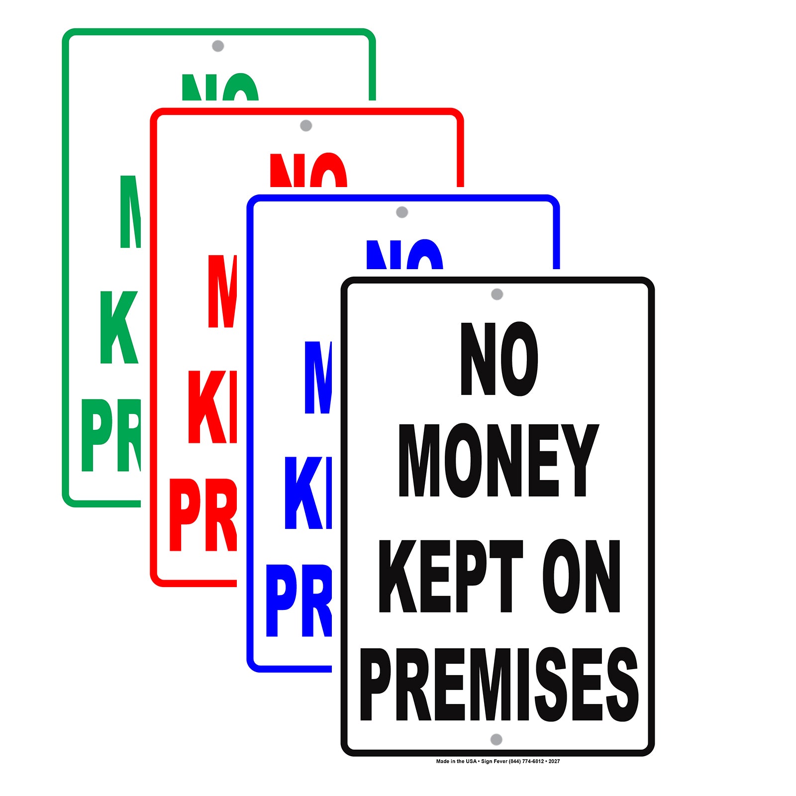 No Money Kept On Premises Humor Jokes Gag Funny Caution Warning Alert Notice Aluminum