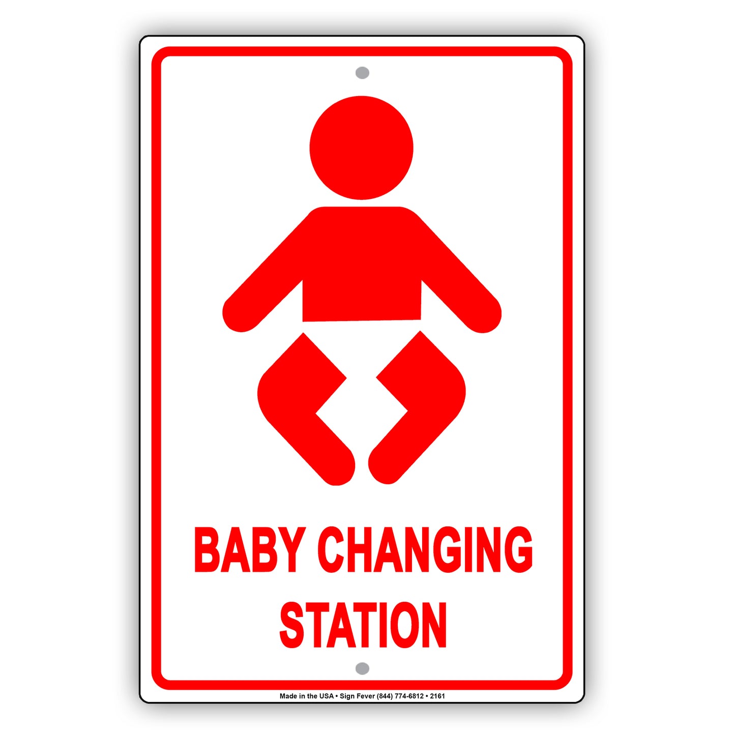 Baby Changing Station With Graphic Designated Restroom Alert Caution Warning Notice Aluminum