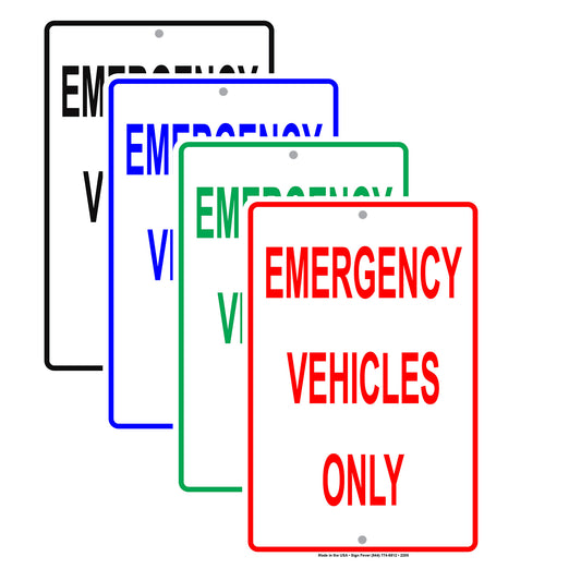 Emergency Vehicles Only Reserved Parking Spot Alert Caution Warning Notice Aluminum