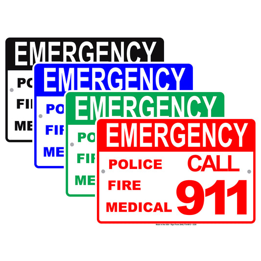 Emergency Police Fire Medical Call 911 Safety Sos Alert Caution Warning Notice Aluminum