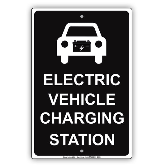 Electric Vehicle Charging Station With Graphic Battery Reserved Spot Alert Warning Aluminum