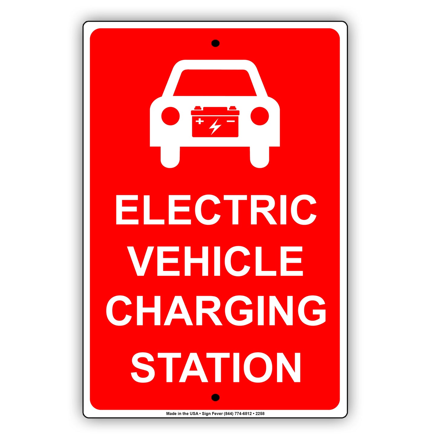 Electric Vehicle Charging Station With Graphic Battery Reserved Spot Alert Warning Aluminum