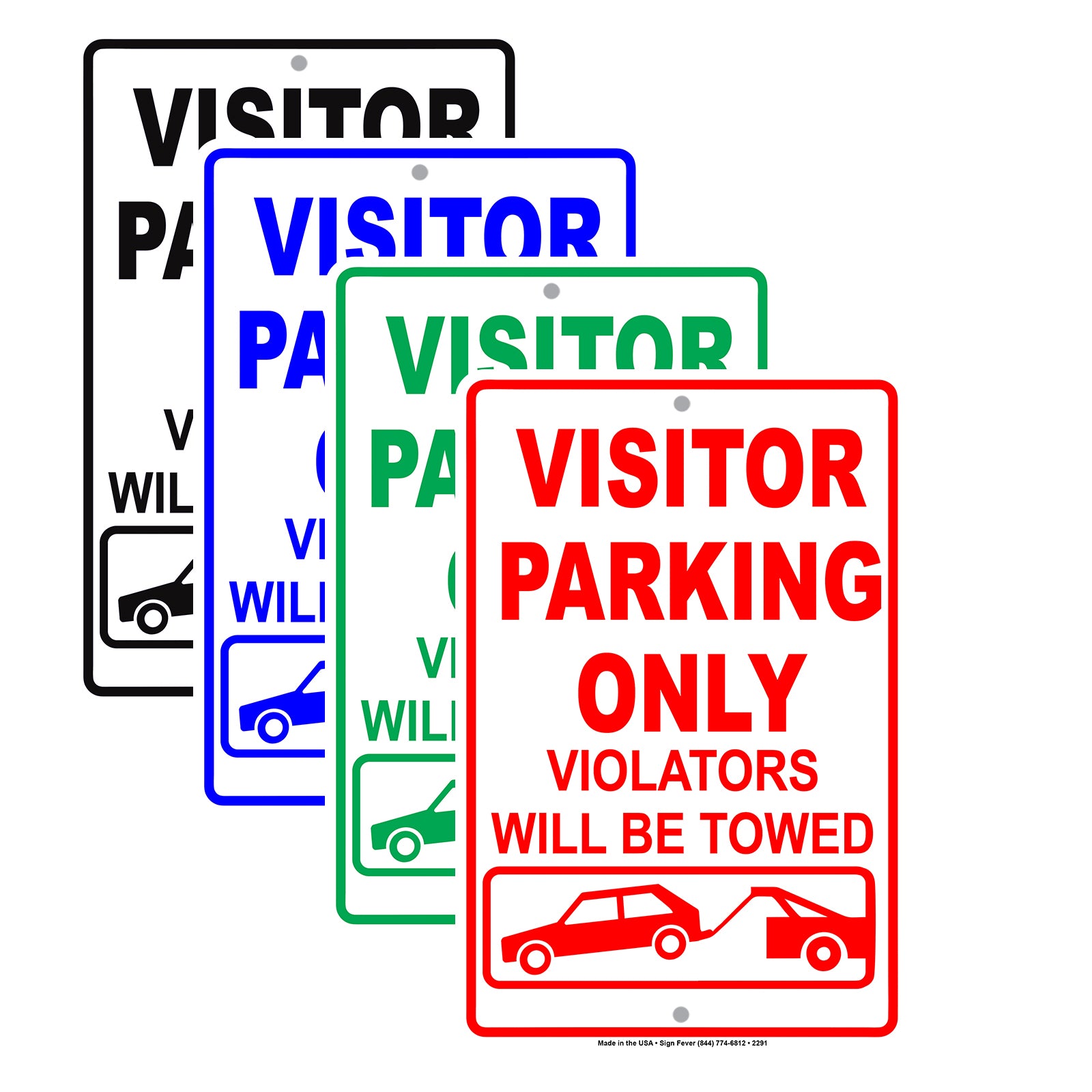 Visitor Parking Only Violators Will Be Towed Reserved Spot Alert Caution Warning Notice Aluminum