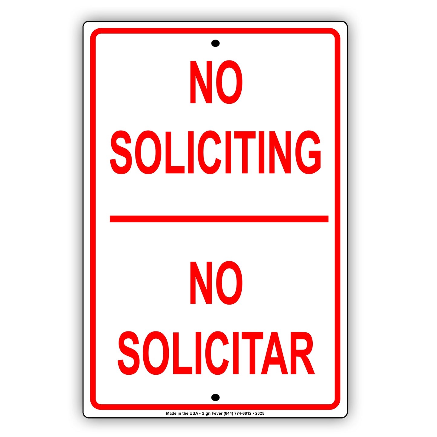 No Soliciting No Vededores Please Go Away Alert Aluminum Metal Sign Plate