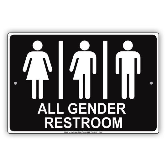 All Gender Restroom Sign Alert Aluminum Metal Sign Plate