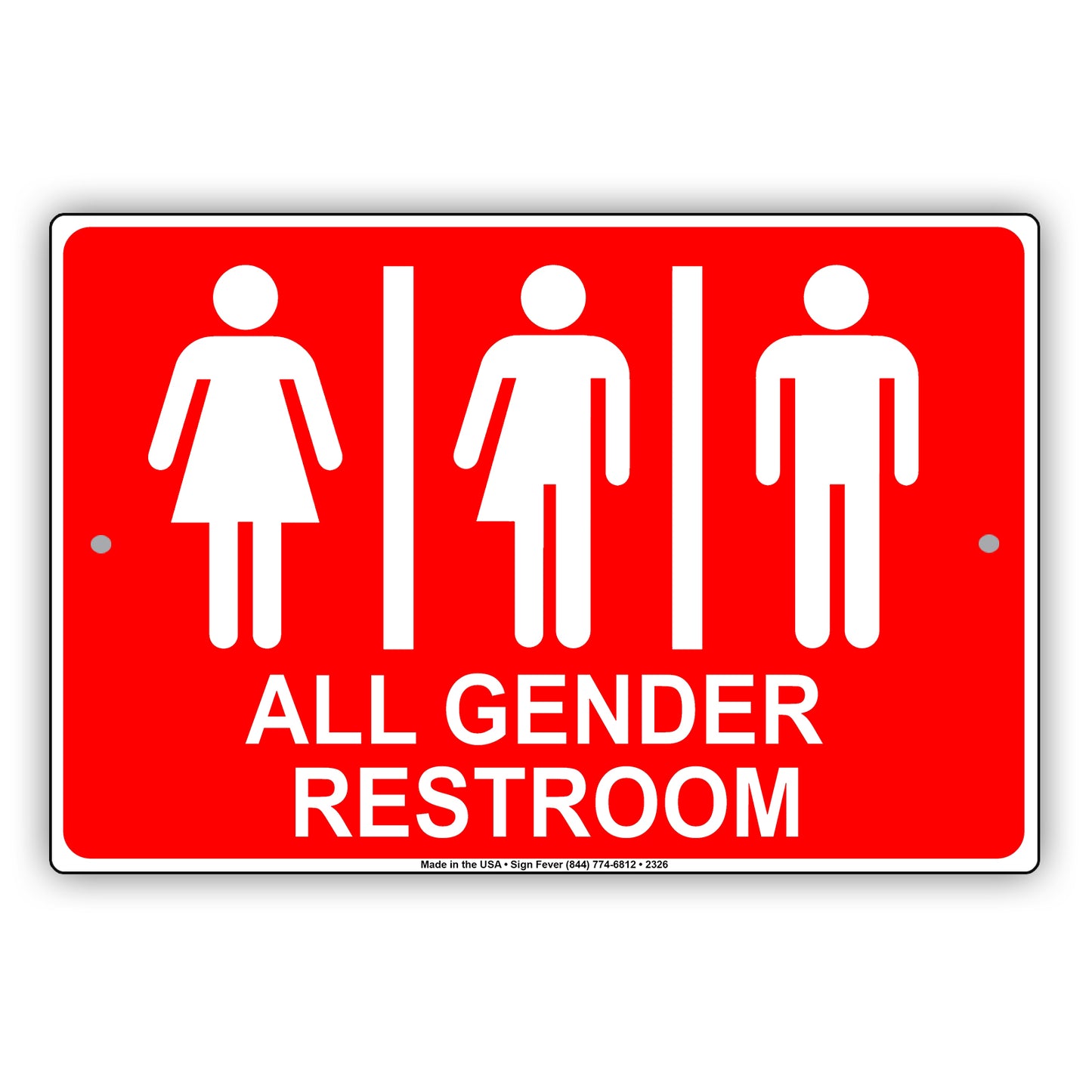 All Gender Restroom Sign Alert Aluminum Metal Sign Plate