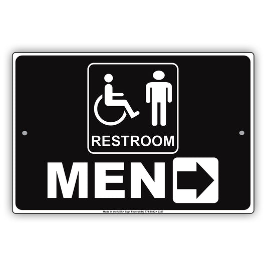 Handicap Restroom For Men With Arrow Pointing Sign
