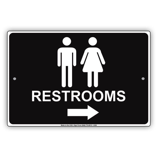 Restroom Left Or Right Please Go Away Alert Aluminum Metal Sign Plate