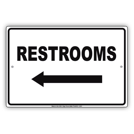 Restroom Left Side Please Go Away Alert Aluminum Metal Sign Plate