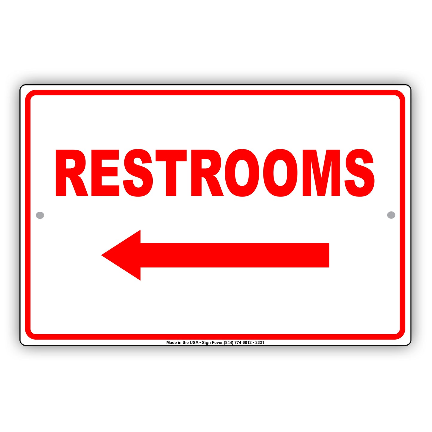 Restroom Left Side Please Go Away Alert Aluminum Metal Sign Plate