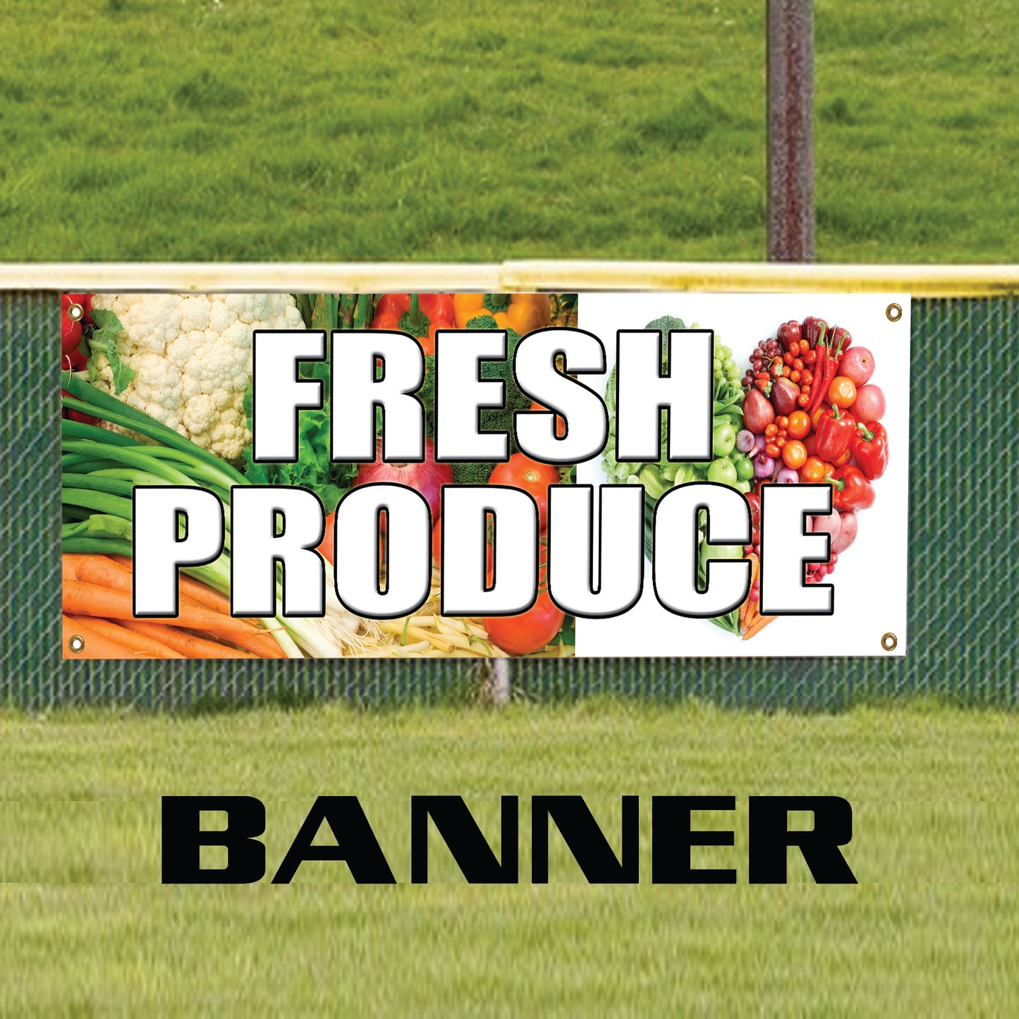 Fresh Farm Produce Vegetables & Fruits Vinyl Banner Sign
