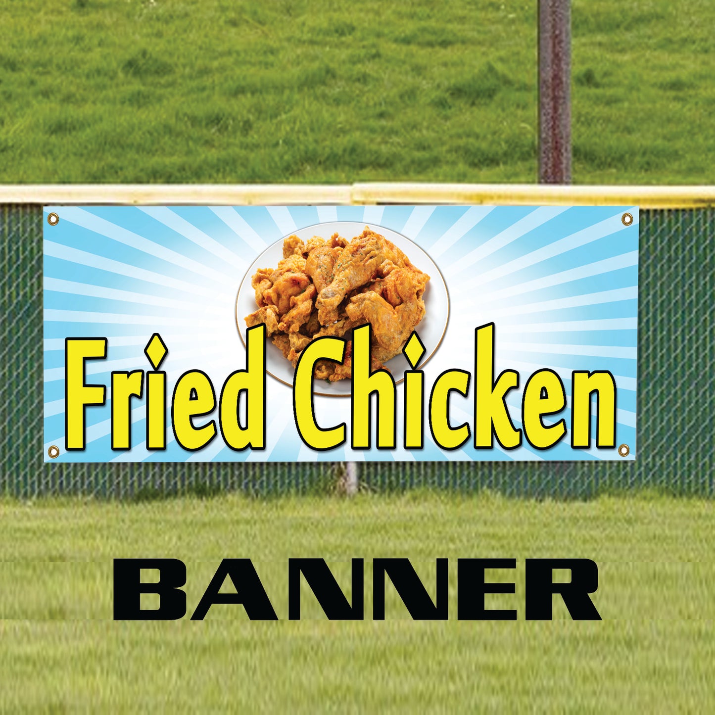 Fried Chicken Crisp Coating Cafe & Restaurant Marketing Vinyl Banner Sign