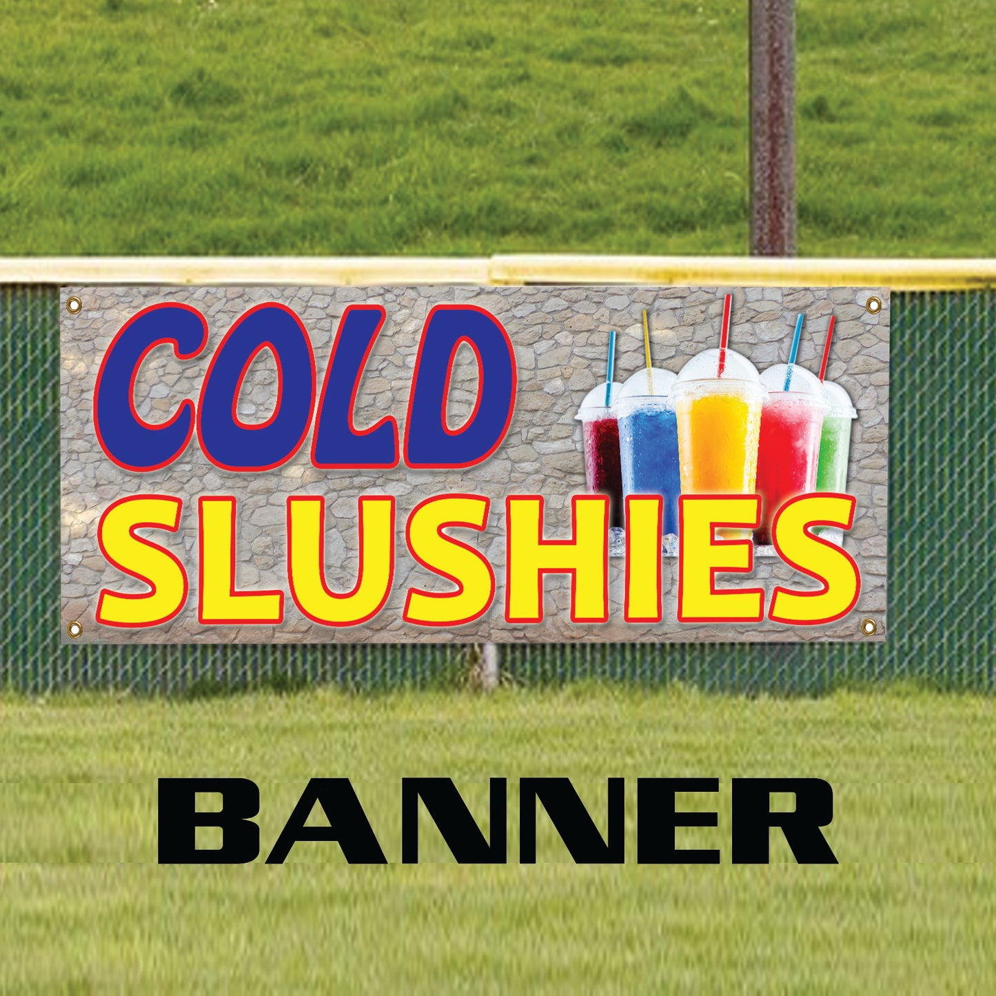 Cold Fruits Slushies Cafe & Soft Drink Marketing Vinyl Banner Sign