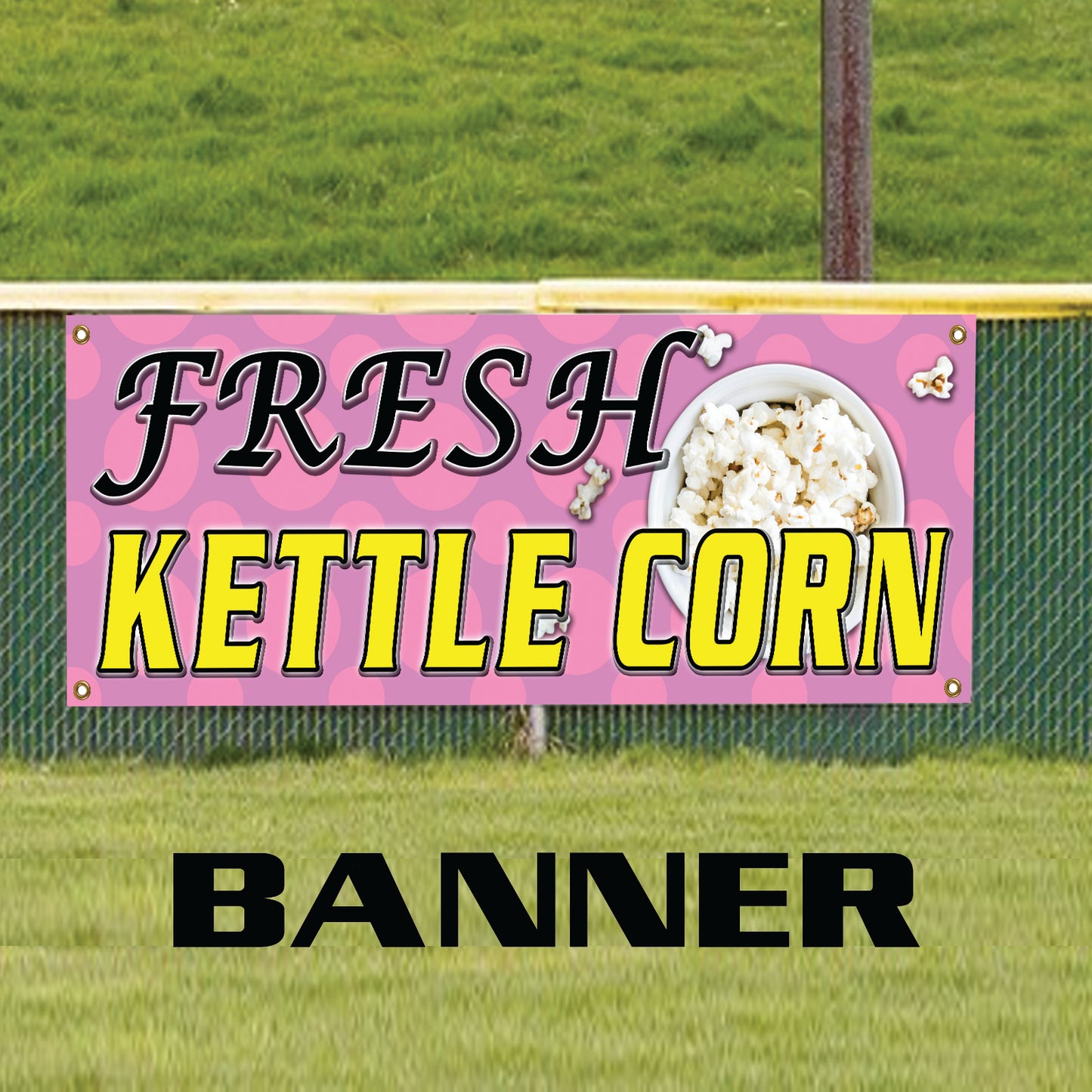 Fresh Kettle Corn Business Cafe Advertising Marketing Vinyl Banner Sign