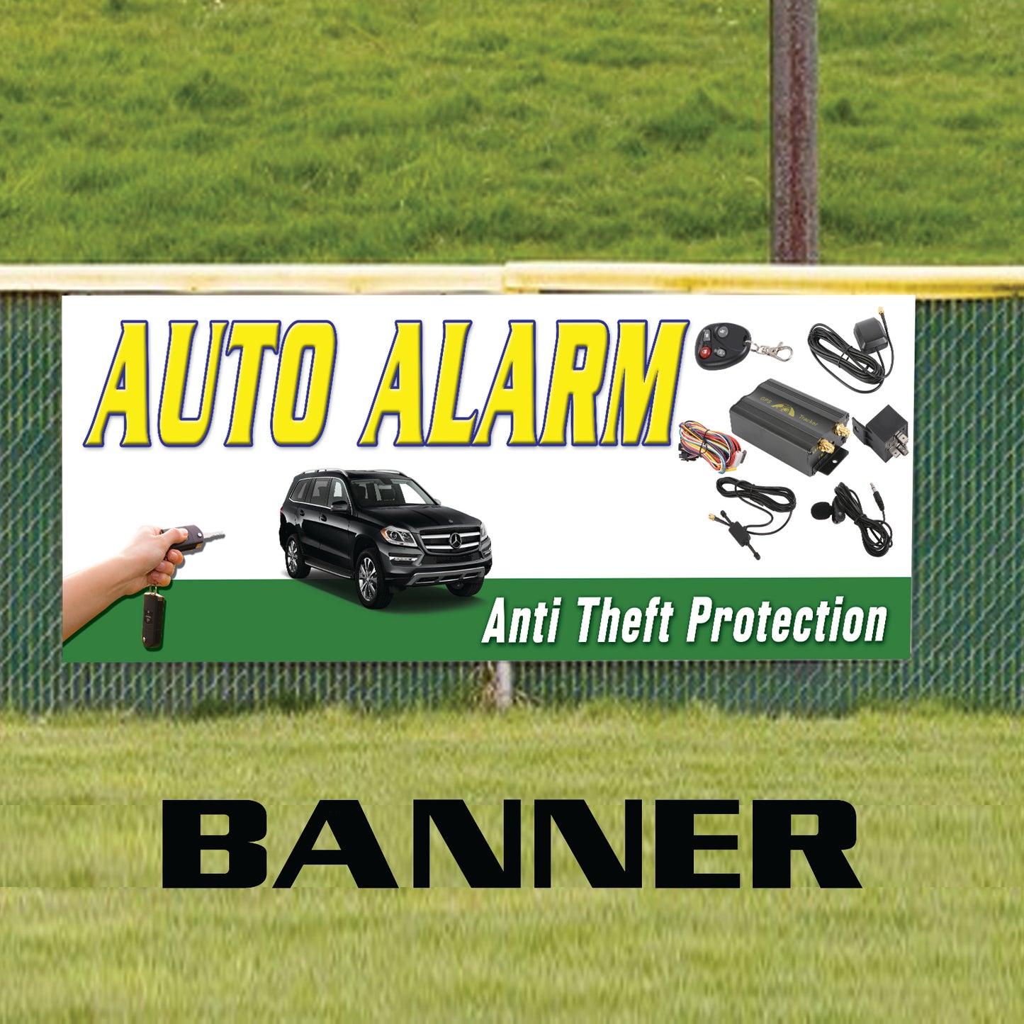 Auto Alarm Anti Theft Protection Installation Vinyl Banner Sign