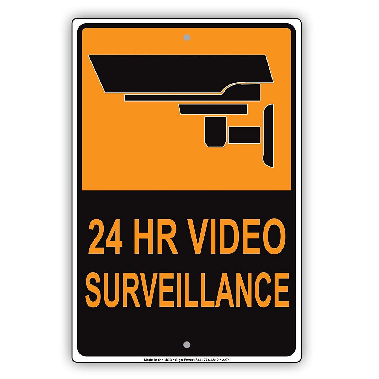 24 Hour Video Surveillance With Graphic Property Safety Protection Alert Caution Warning Aluminum