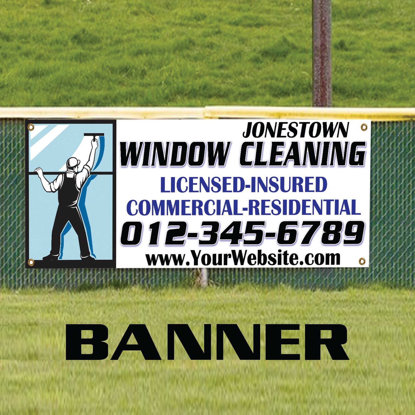 Window Cleaning Licensed Insured Commercial Marketing Vinyl Banner Sign