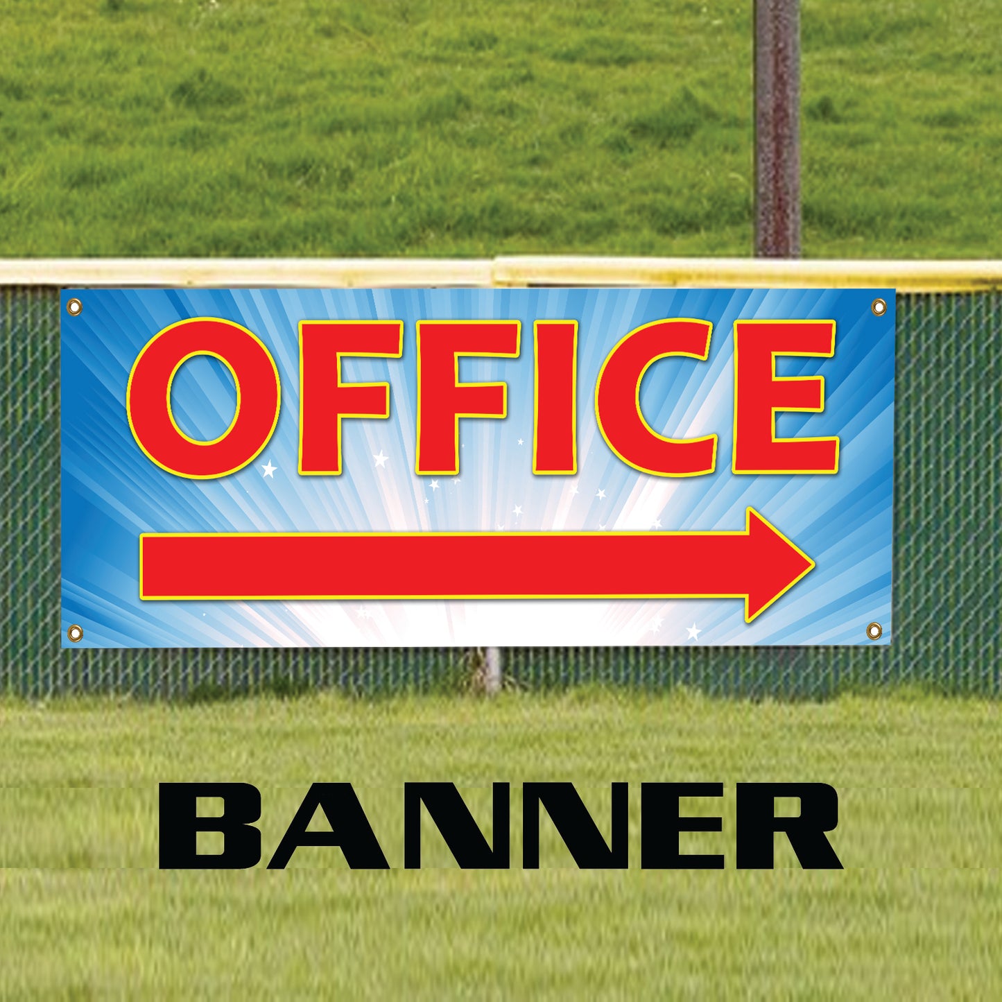 Office With Right Arrow Advertising Marketing Vinyl Banner Sign