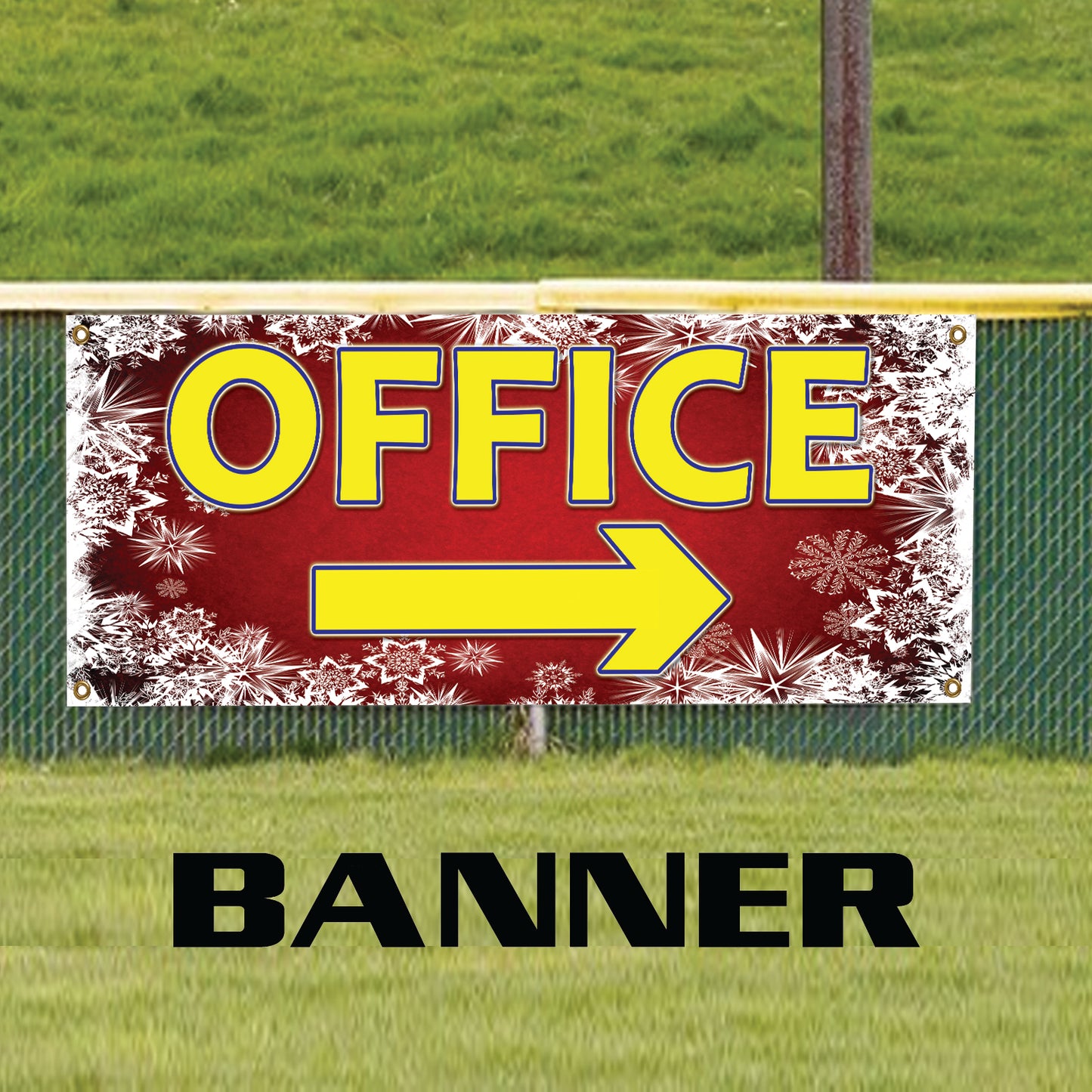 Office With Right Arrow Advertising Christmas Vinyl Banner Sign