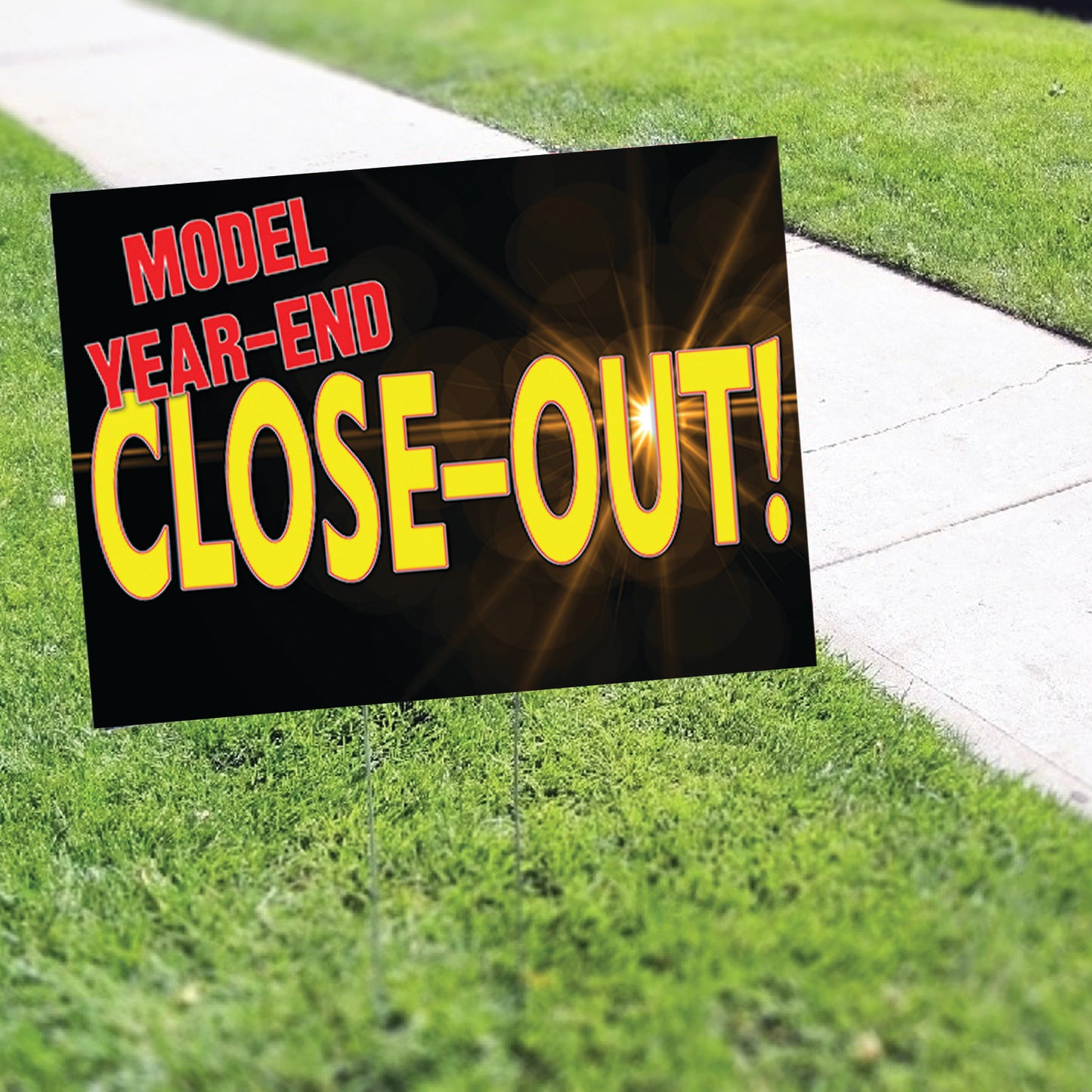 Model Year-End Close-Out Coroplast Yard Sign