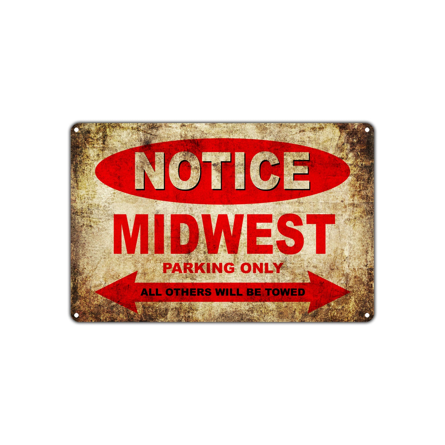 Notice Midwest Motorcycles Parking Only All Others Will Be Towed Vintage Metal Decor Art Shop Aluminum Sign Plate