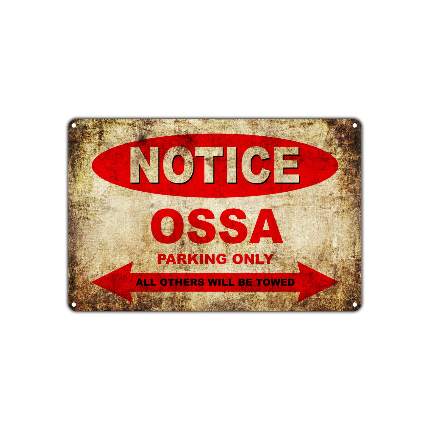 Notice OSSA Motorcycles Parking Only All Others Will Be Towed Vintage Metal Decor Art Shop Aluminum Sign Plate