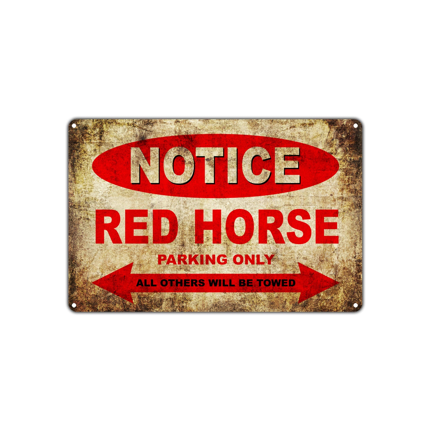 Notice Red Horse Motorcycles Parking Only All Others Will Be Towed Vintage Metal Decor Art Shop Aluminum Sign Plate