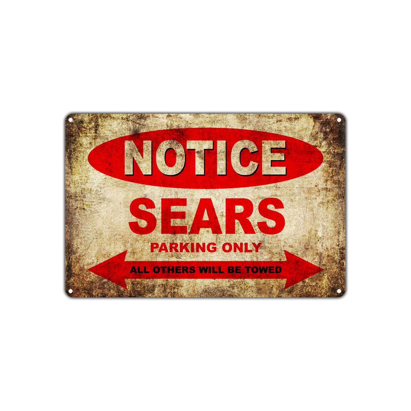 Notice Sears Motorcycles Parking Only All Others Will Be Towed Vintage Metal Decor Art Shop Aluminum Sign Plate