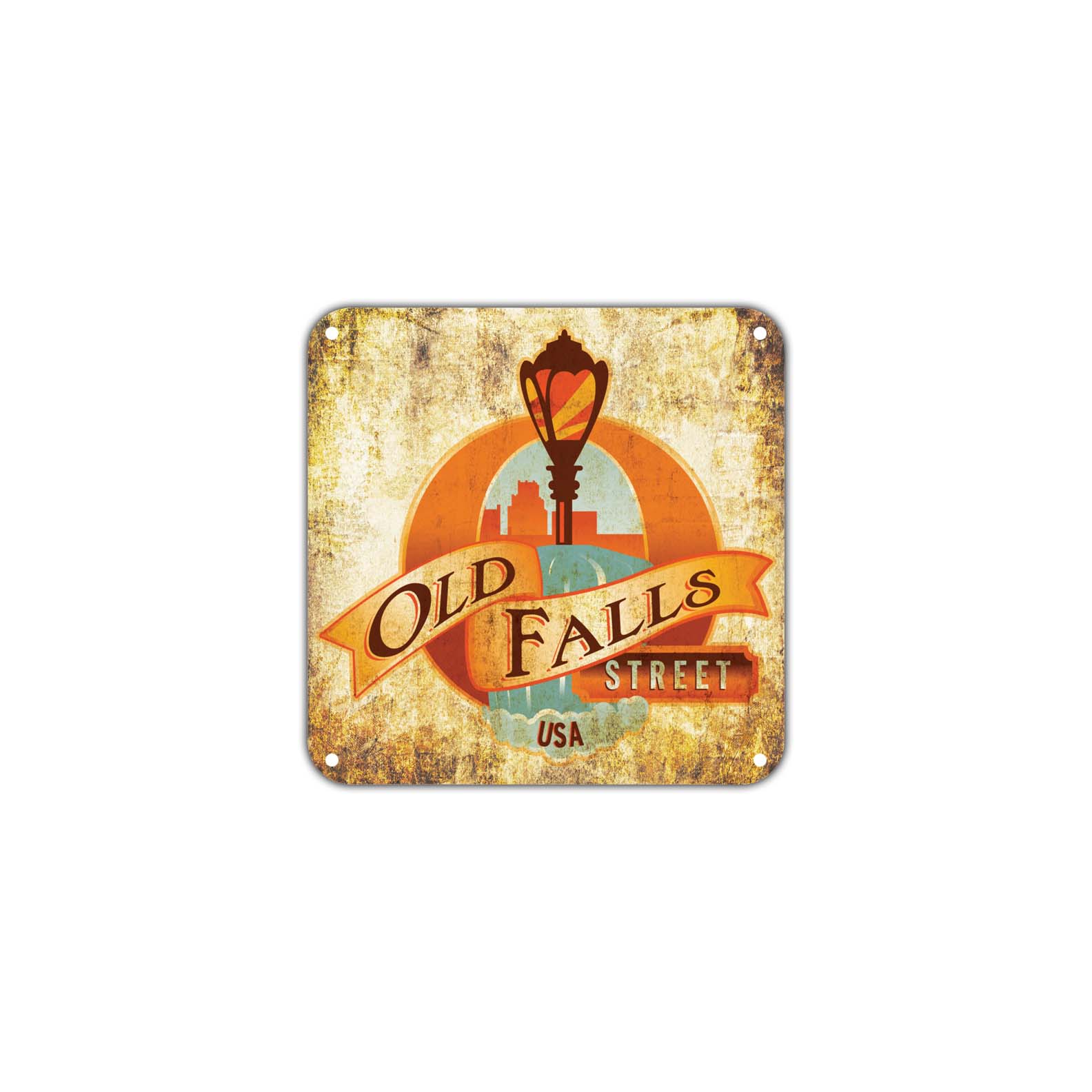 Old Falls Street USA Wall Decor Art Retro Vintage Aluminum Plate Gift Metal Sign