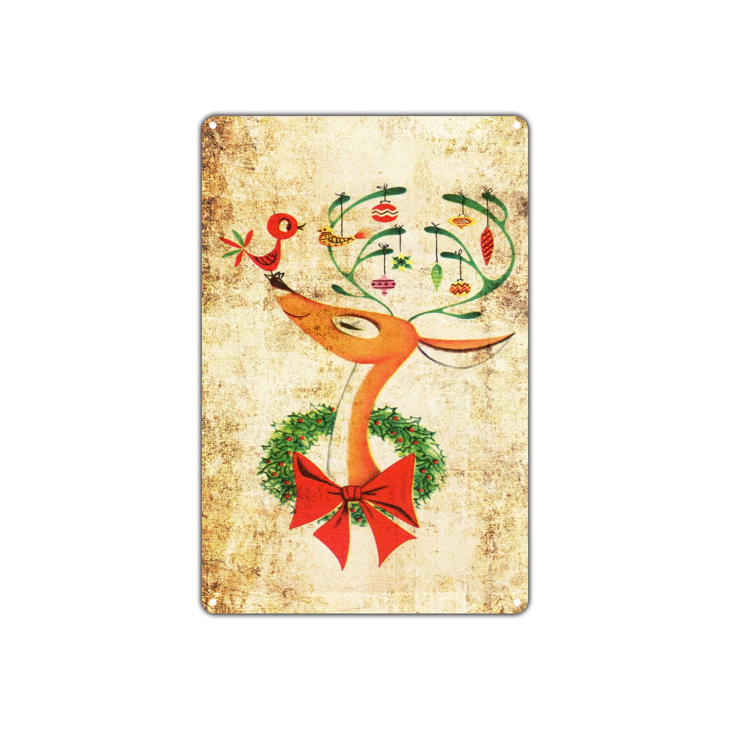 Merry Christmas Deer Festival Event Celebration Vintage Retro Metal Sign Decor Art Sign