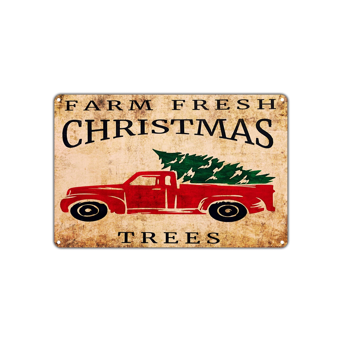 Farm Fresh Christmas Trees Festival Event Vintage Retro Wall Decor Art Shop Aluminum