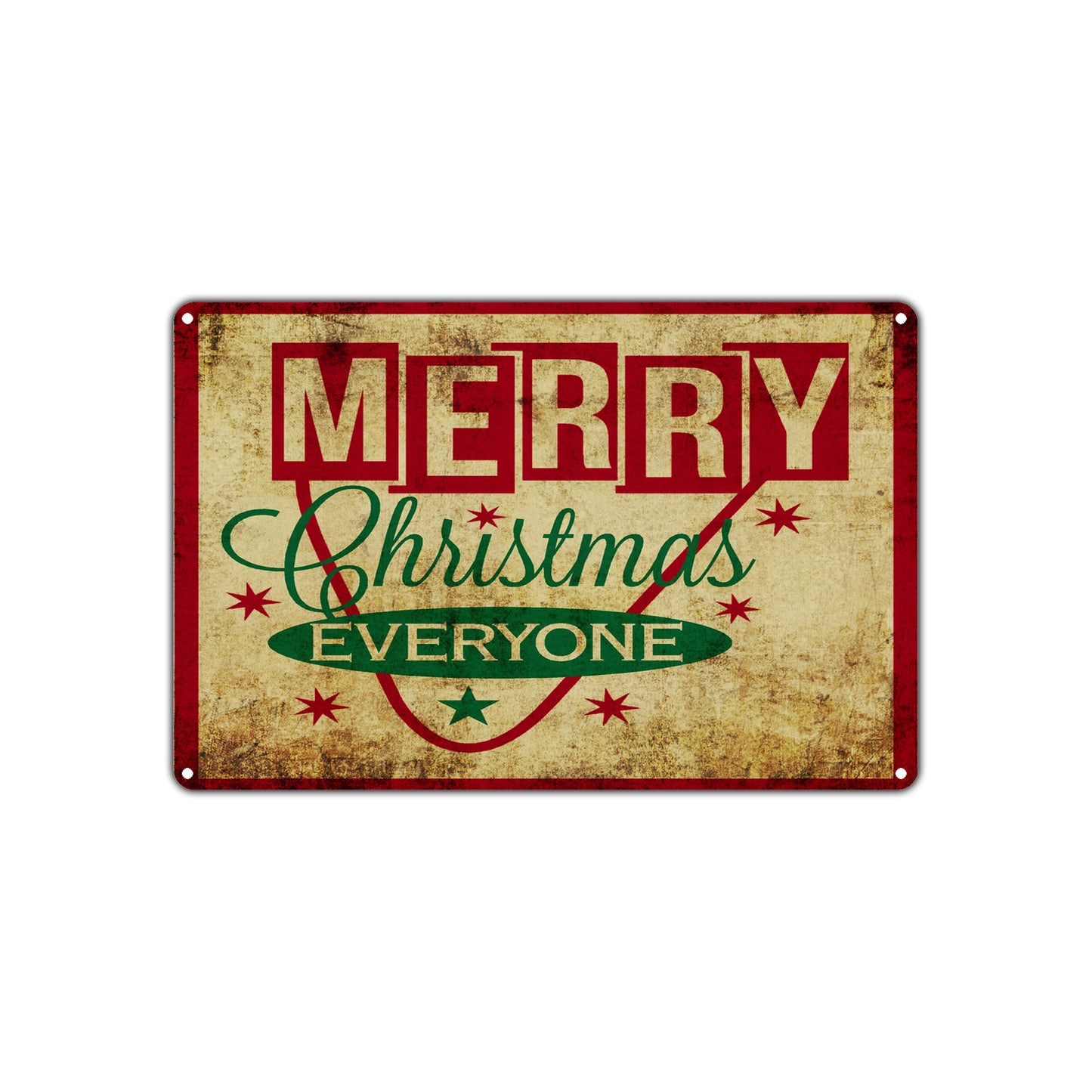 Merry Christmas Everyone Seasonal Festival Vintage Retro Wall Decor Art Shop Aluminum