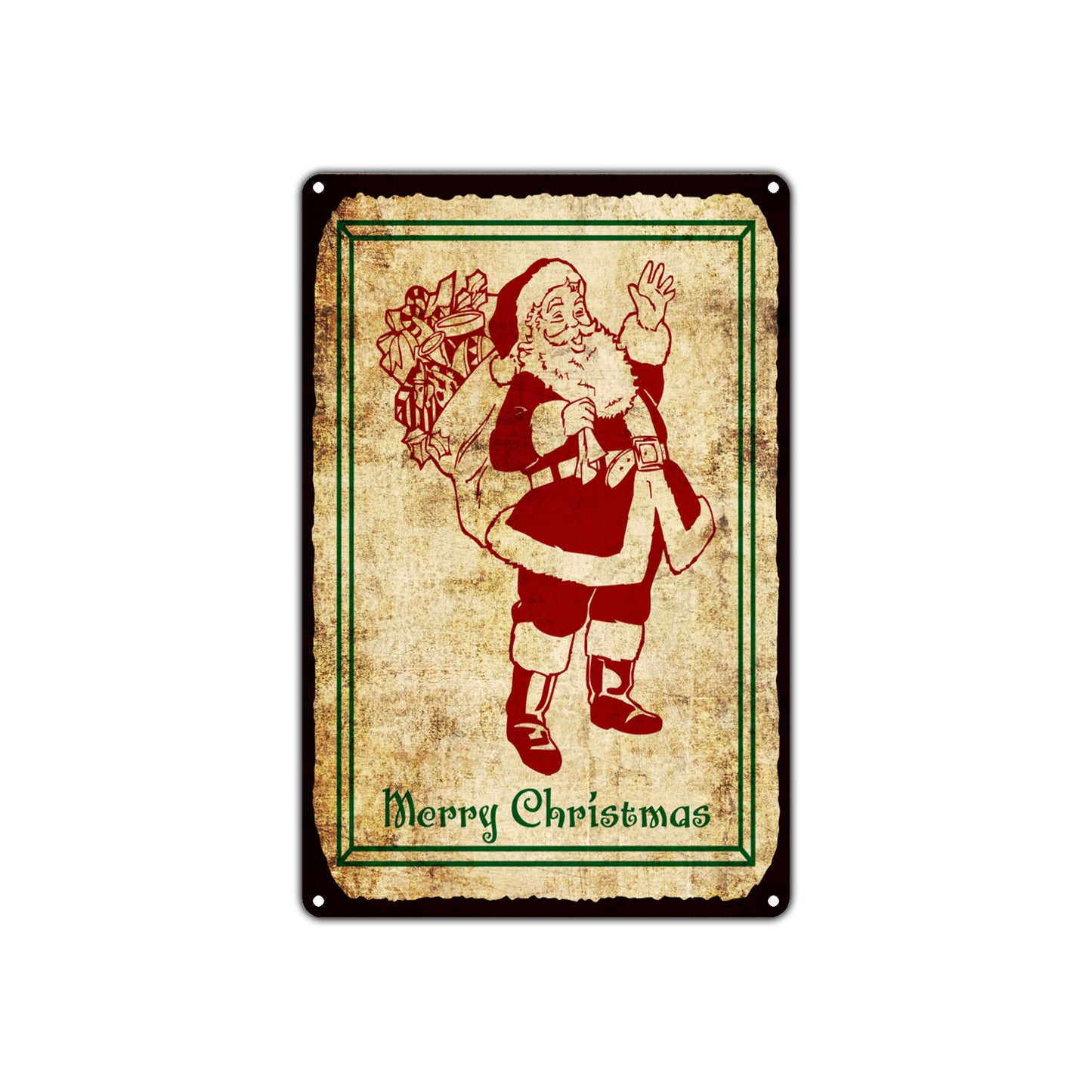 Merry Christmas Santa Claus Sleigh Seasonal Festival Vintage Retro Wall Decor Art Shop Aluminum Sign