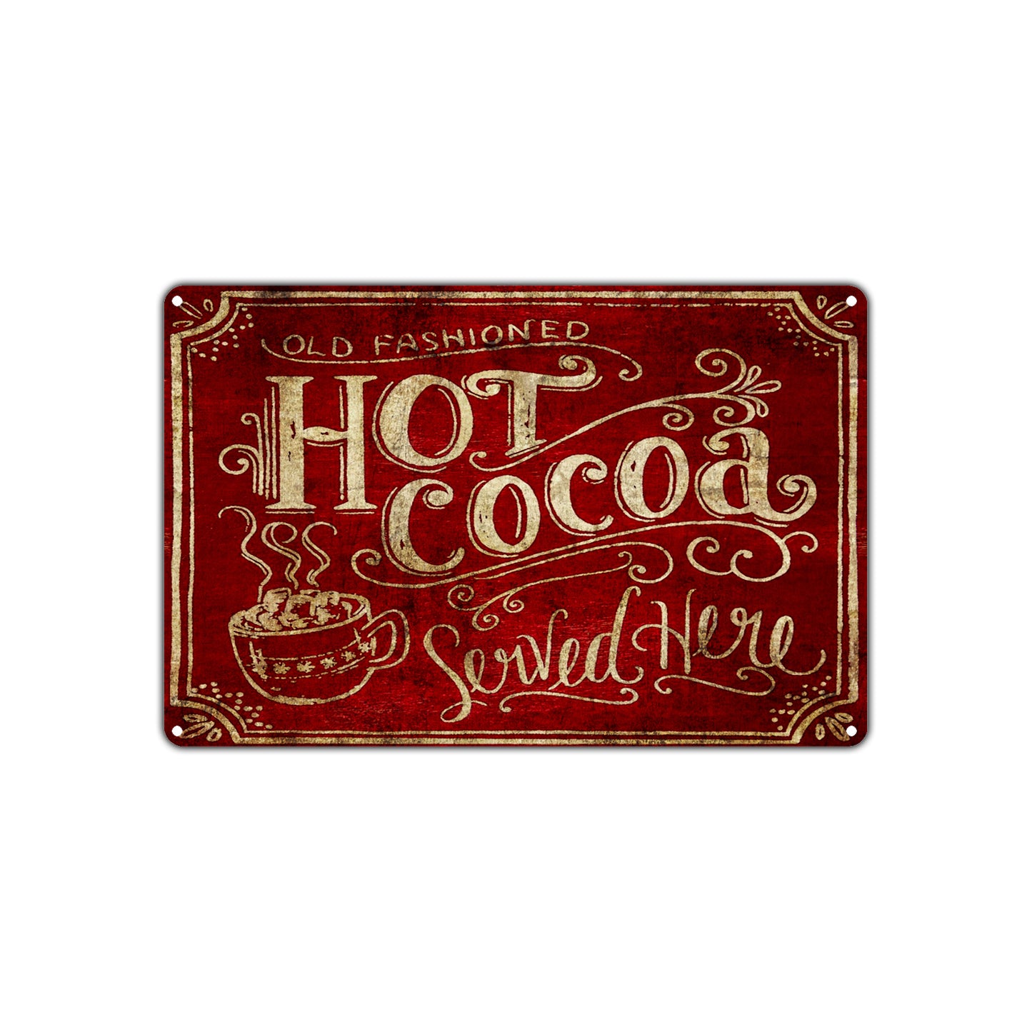 Old Fashioned Hot Cocoa Served Here Vintage Retro Wall Decor Art Shop Man Cave Bar Aluminum
