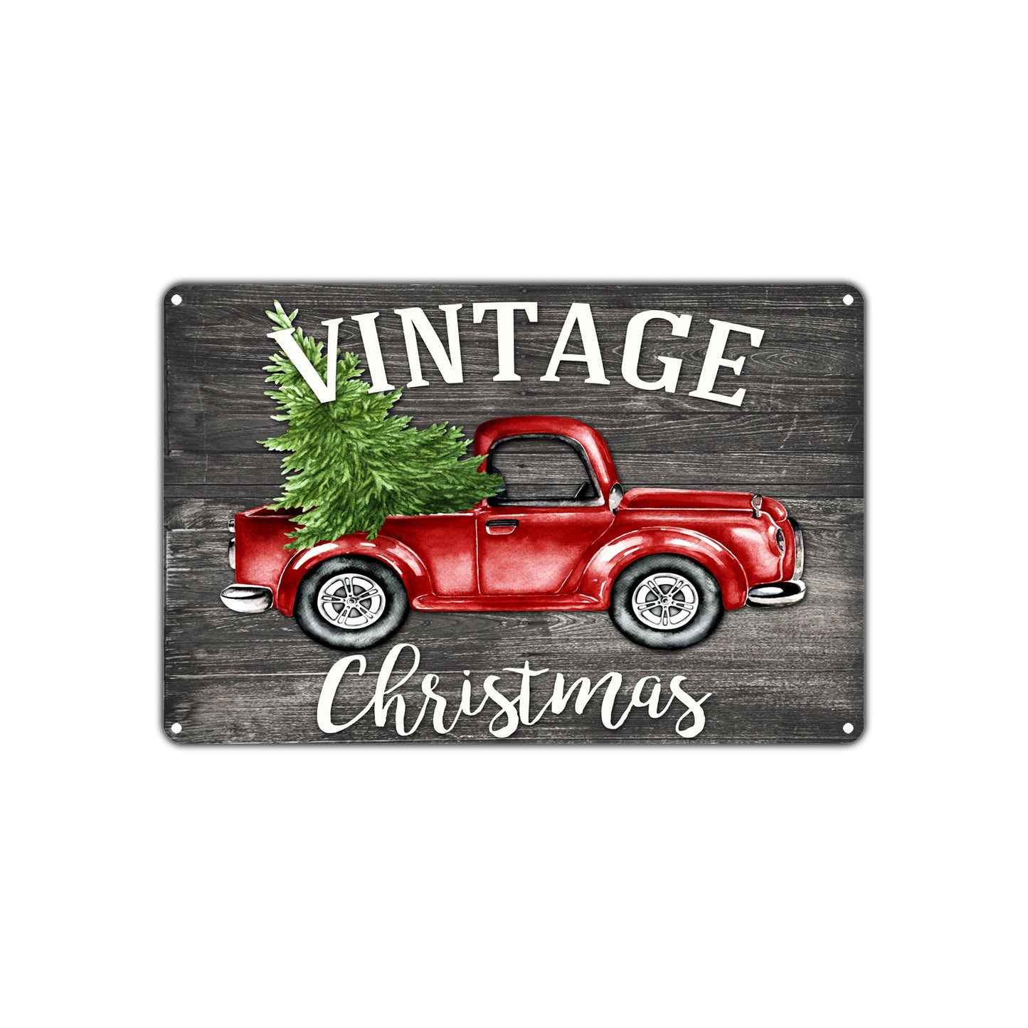 Vintage Christmas Trees Festival Holiday Event Vintage Retro Wall Decor Art Shop Aluminum
