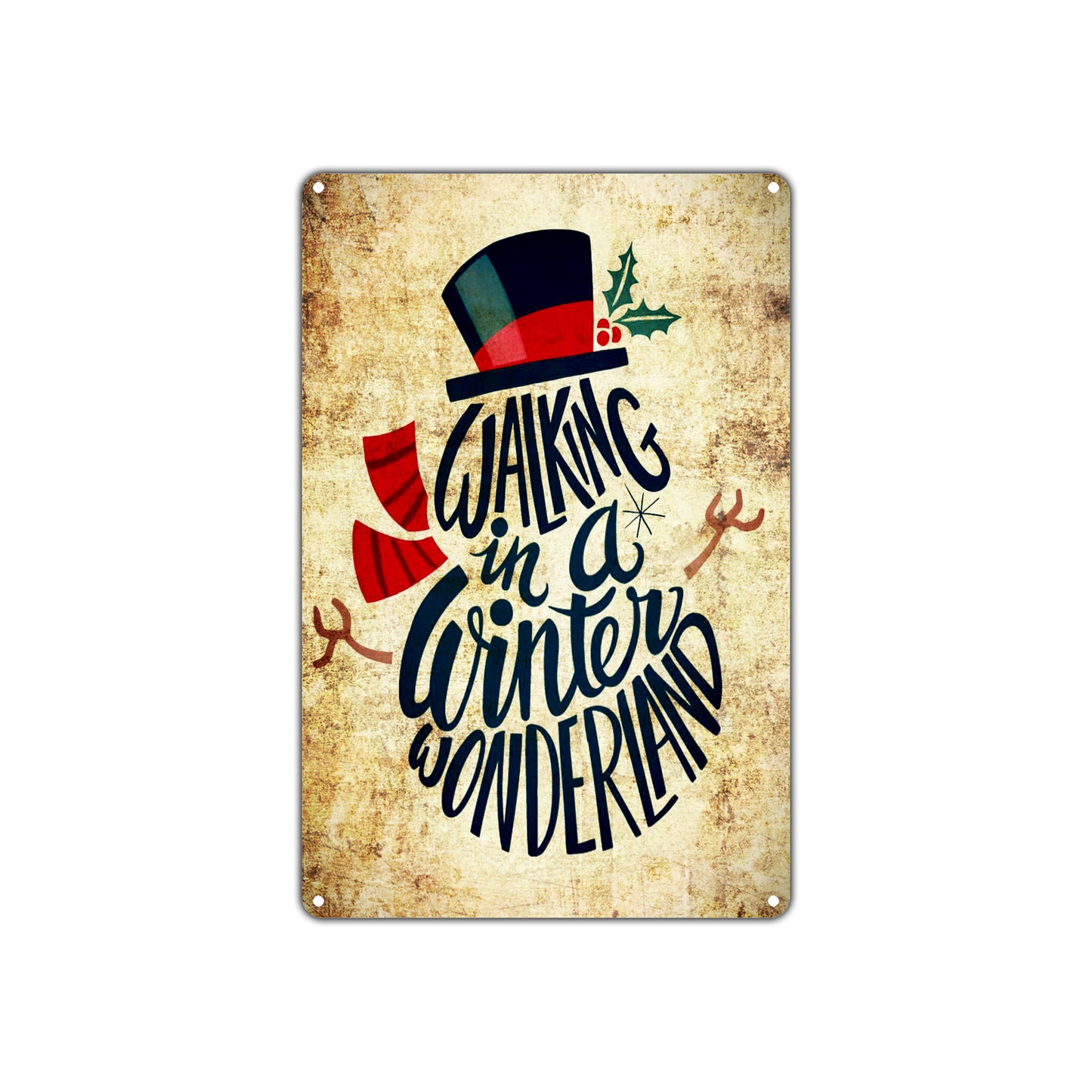 Walking In A Winter Wonderland Festival Holiday Event Vintage Retro Wall Decor Art Shop Aluminum