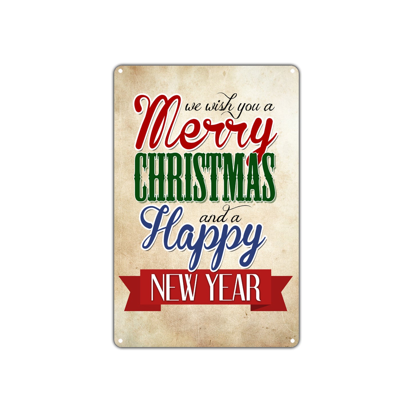 We Wish You A Merry Christmas And A Happy New Year Novelty Vintage Retro Wall Decor Shop Aluminum