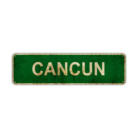 Cancun Vintage Retro Street Sign Rustic Metal Aluminum Decor Wall Shop Man Cave Bar Gift