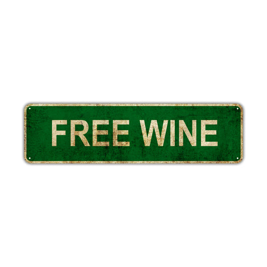 Free Wine Vintage Retro Street Sign Rustic Metal Aluminum Decor Wall Shop Man Cave Bar Gift