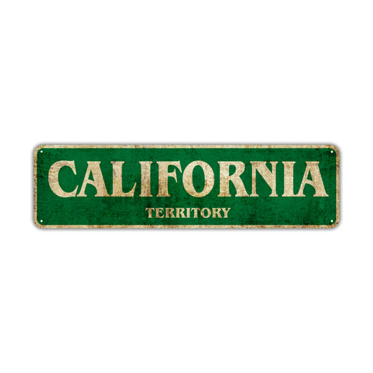California Territory Vintage Retro Street Sign Rustic Metal Aluminum Decor Wall Shop Man Cave Bar Gift