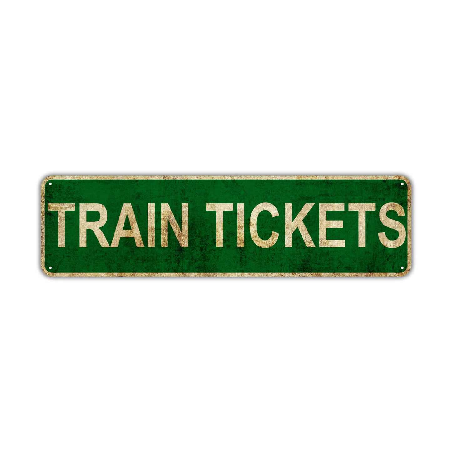 Train Tickets Vintage Retro Street Sign Rustic Metal Aluminum Decor Wall Shop Man Cave Bar Gift