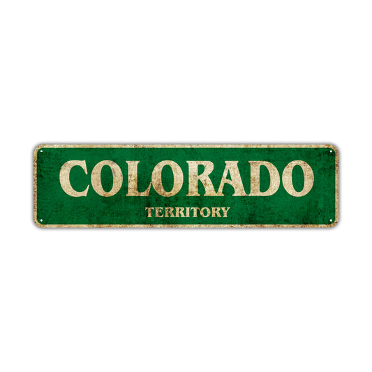Colorado Territory Vintage Retro Street Sign Rustic Metal Aluminum Decor Wall Shop Man Cave Bar Gift