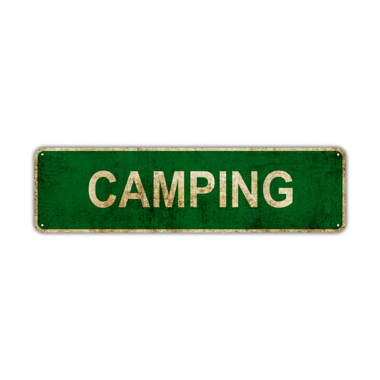 Camping Vintage Retro Street Sign Rustic Metal Aluminum Decor Wall Shop Man Cave Bar Gift