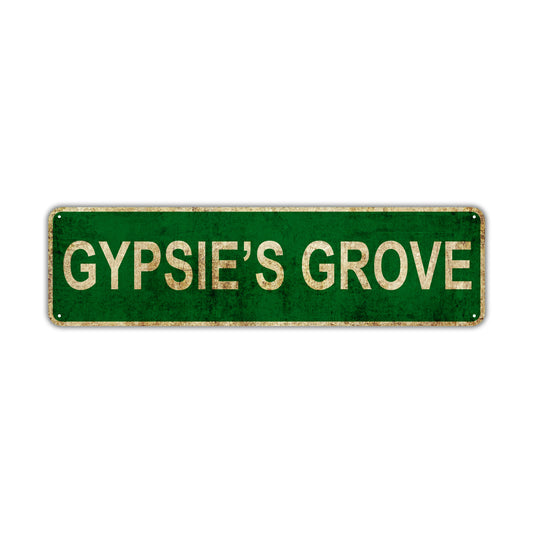 Gypsie's Grove Vintage Retro Street Sign Rustic Metal Aluminum Decor Wall Shop Man Cave Bar Gift