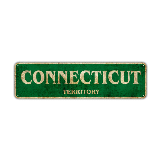 Connecticut Territory Vintage Retro Street Sign Rustic Metal Aluminum Decor Wall Shop Man Cave Bar Gift