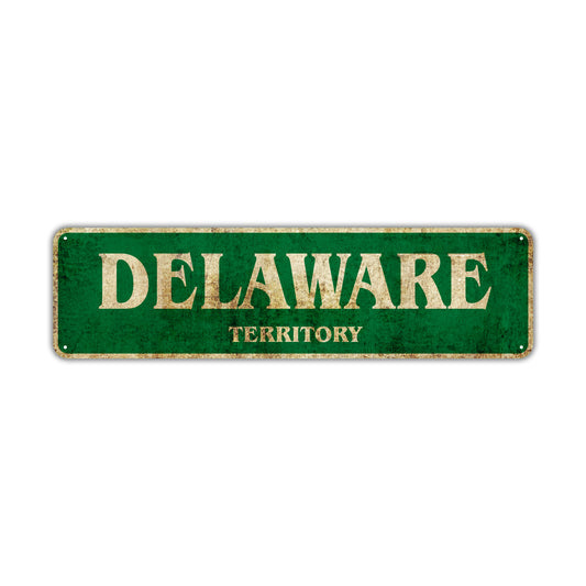 Delaware Territory Vintage Retro Street Sign Rustic Metal Aluminum Decor Wall Shop Man Cave Bar Gift